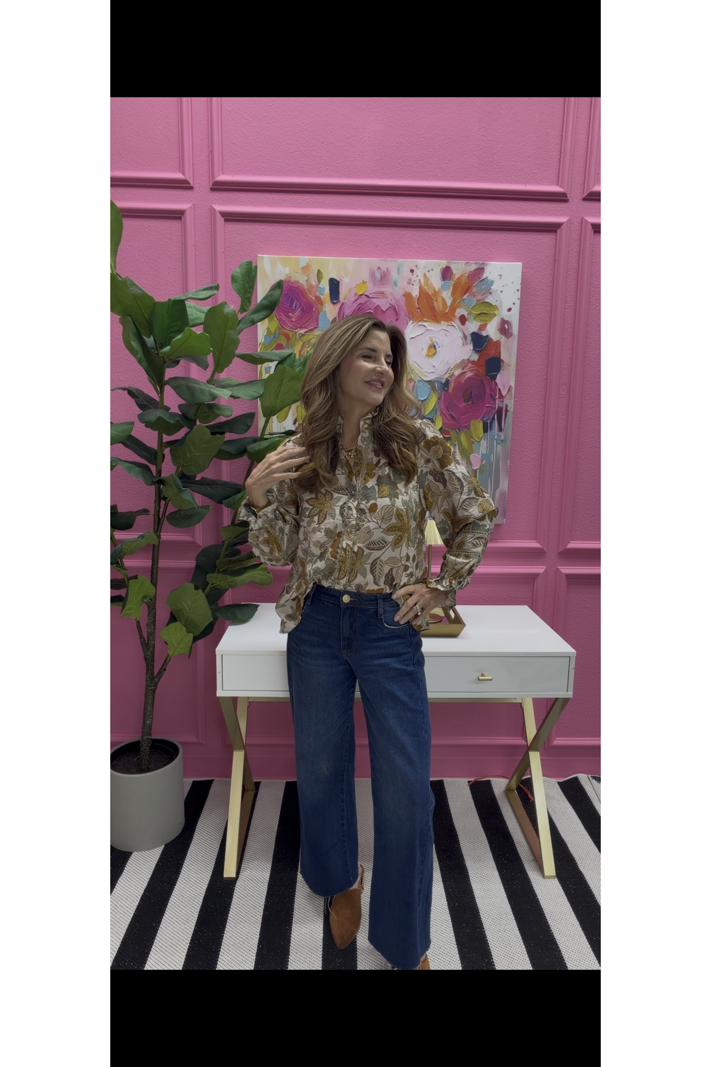 Carly Mixed Floral Patchwork VNeck Top