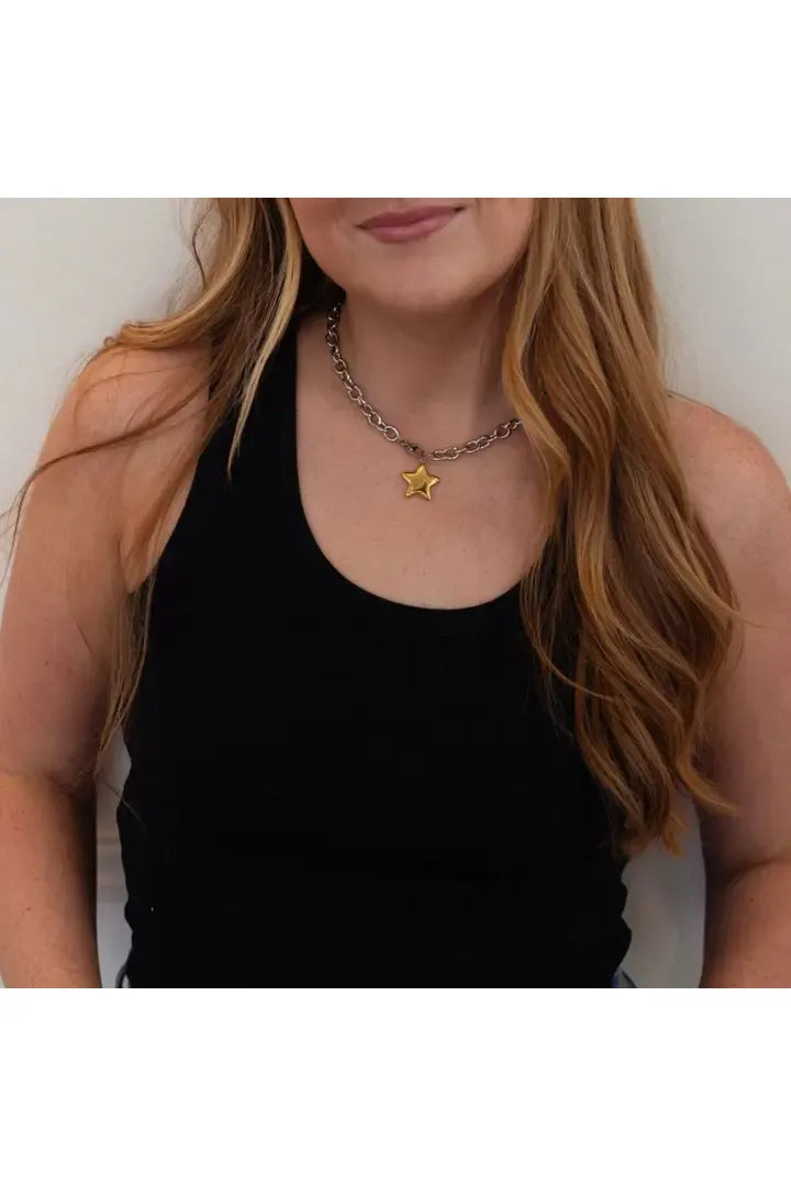 Two Toned Star Necklace