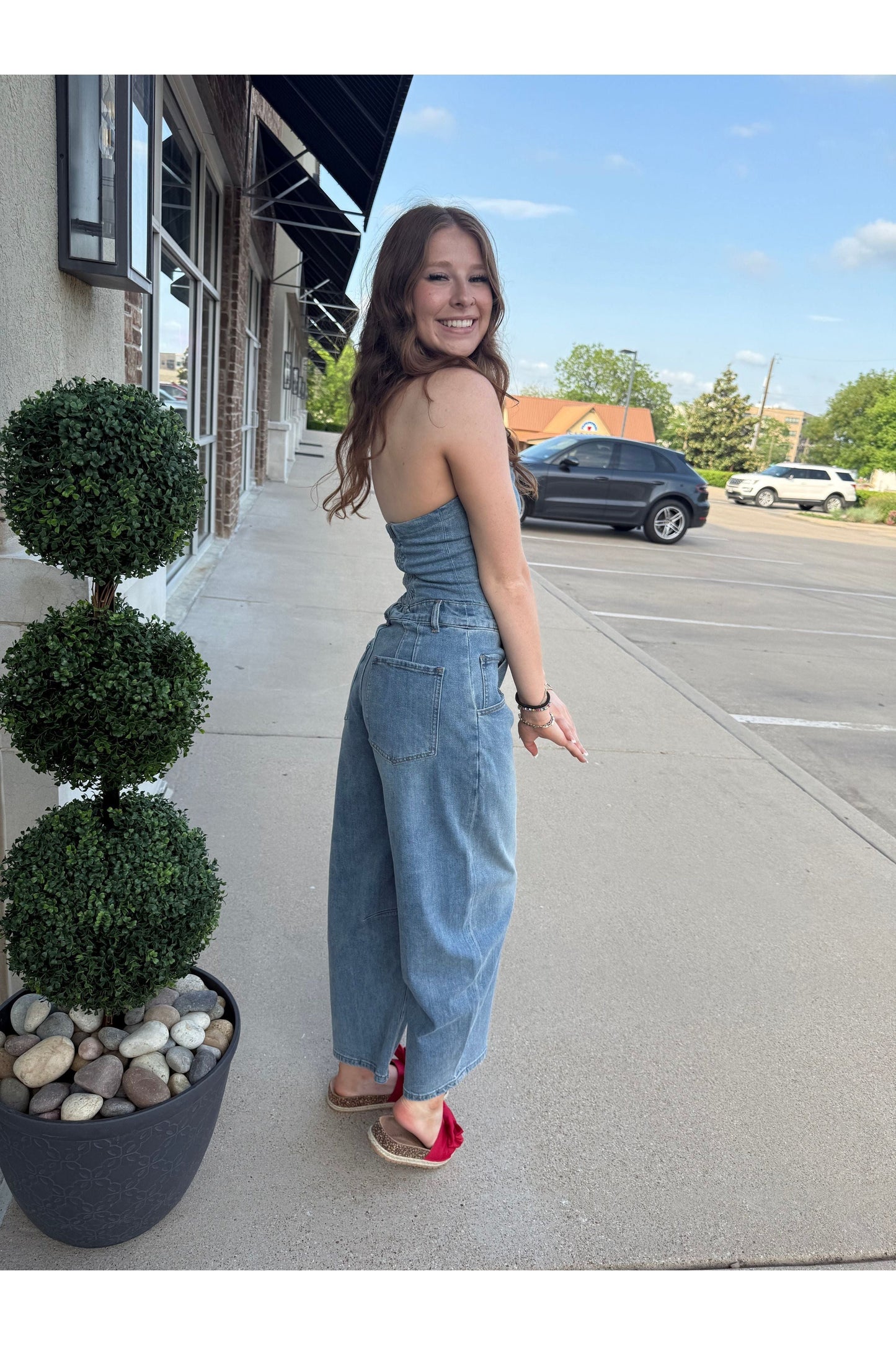Strapless Denim Jumpsuit