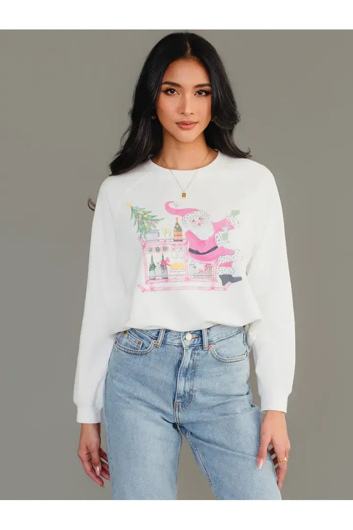 Santa Bar Cart Lightweight Sweatshirt