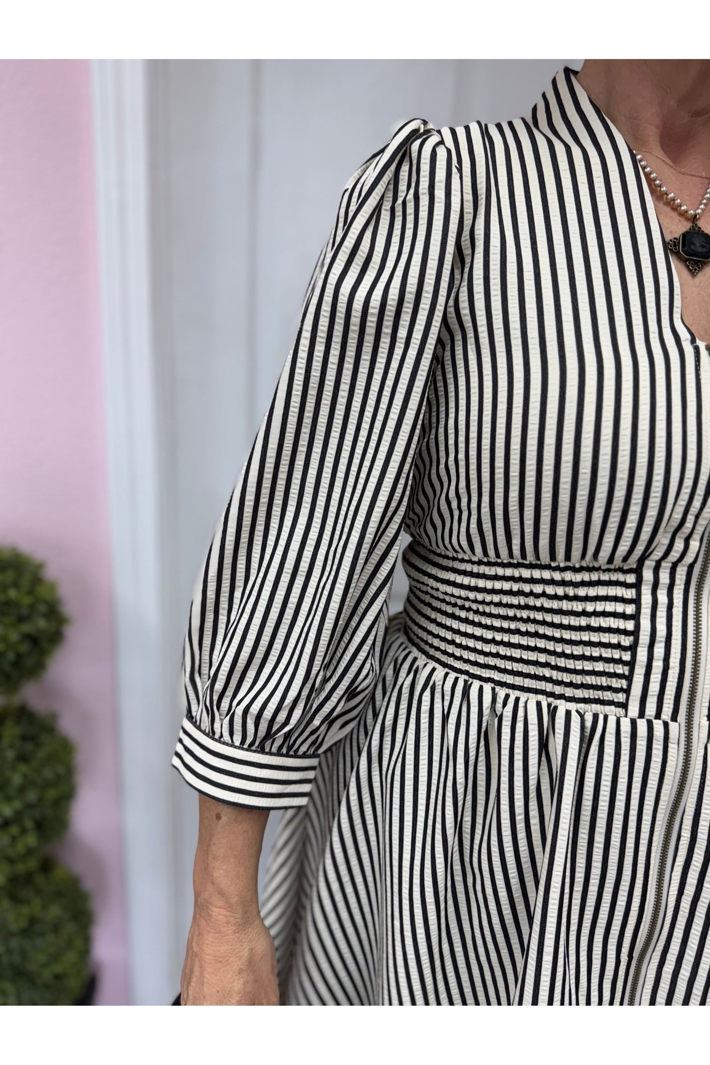 Colleen Striped Smocked Waist Dress