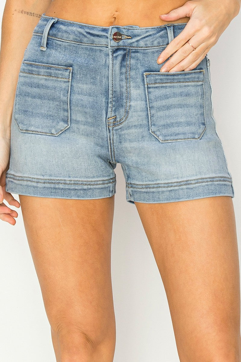 High Rise Patch Pocket Shorts