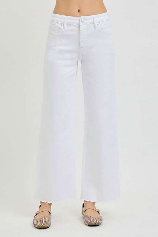 Tummy Control Mid Rise Ankle Straight Raw Hem