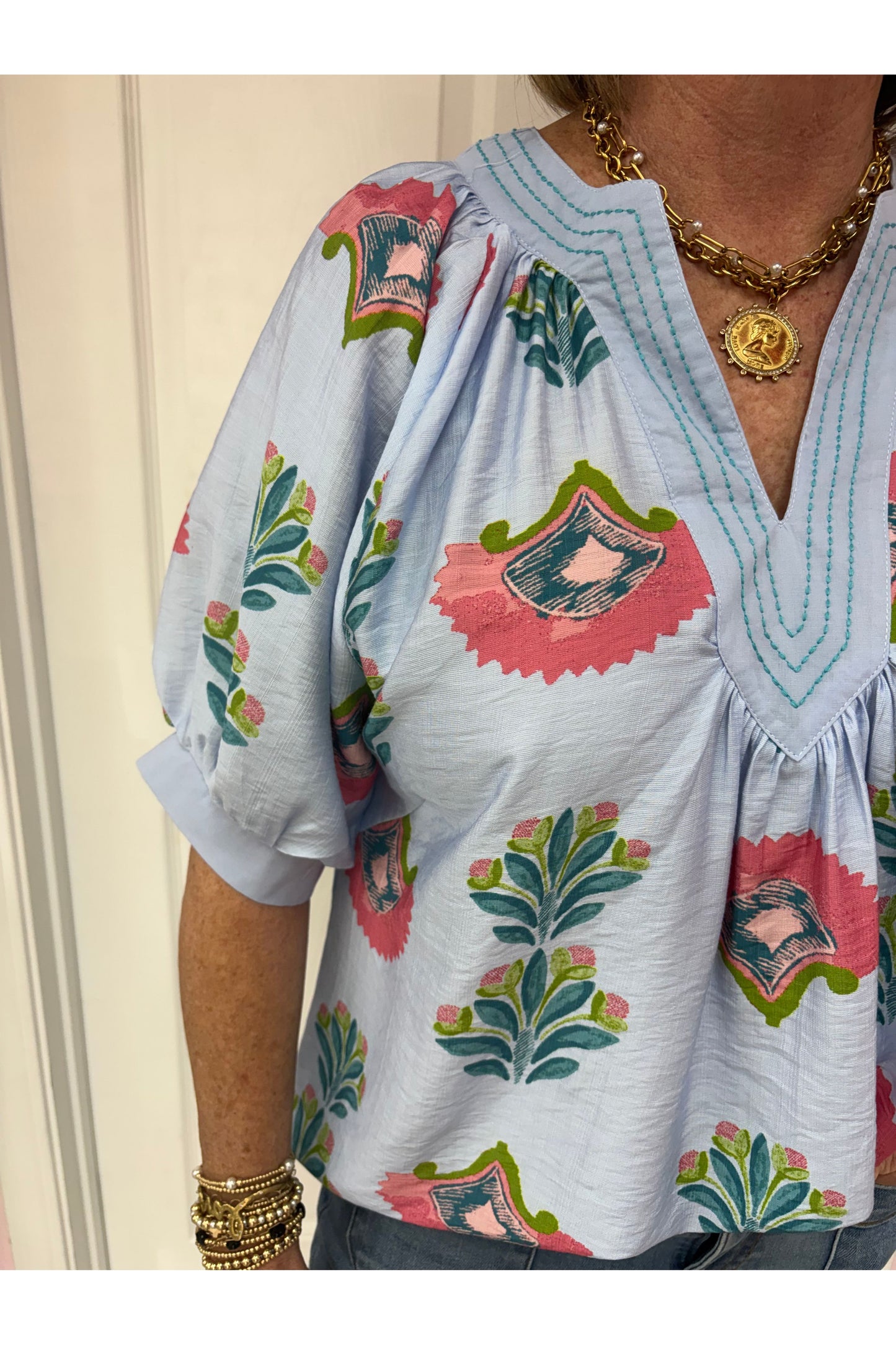 Bren Blue Floral Oversized Blouse