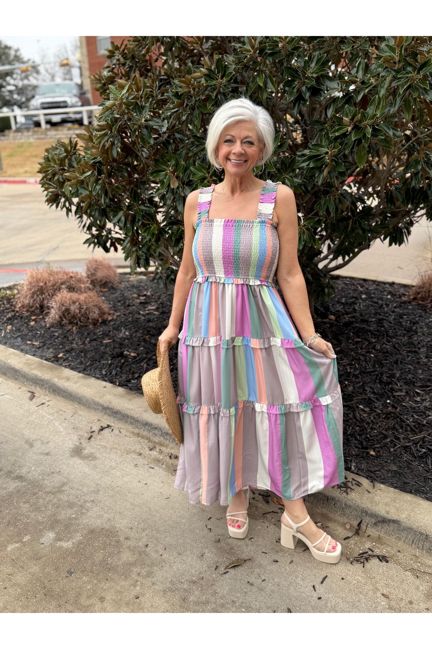 Pastel Striped Midi Dress