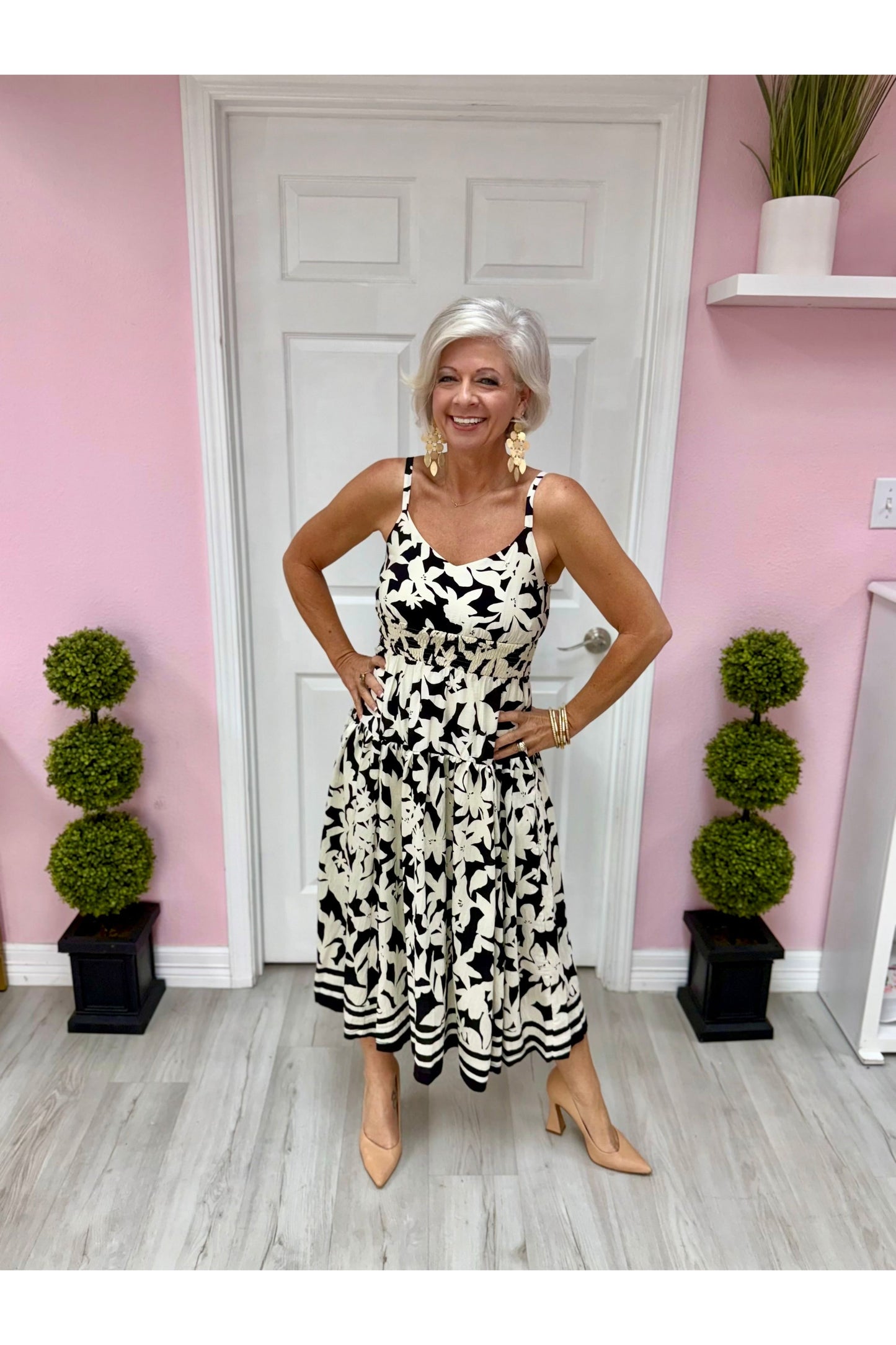 Printed Smock Waist Dress