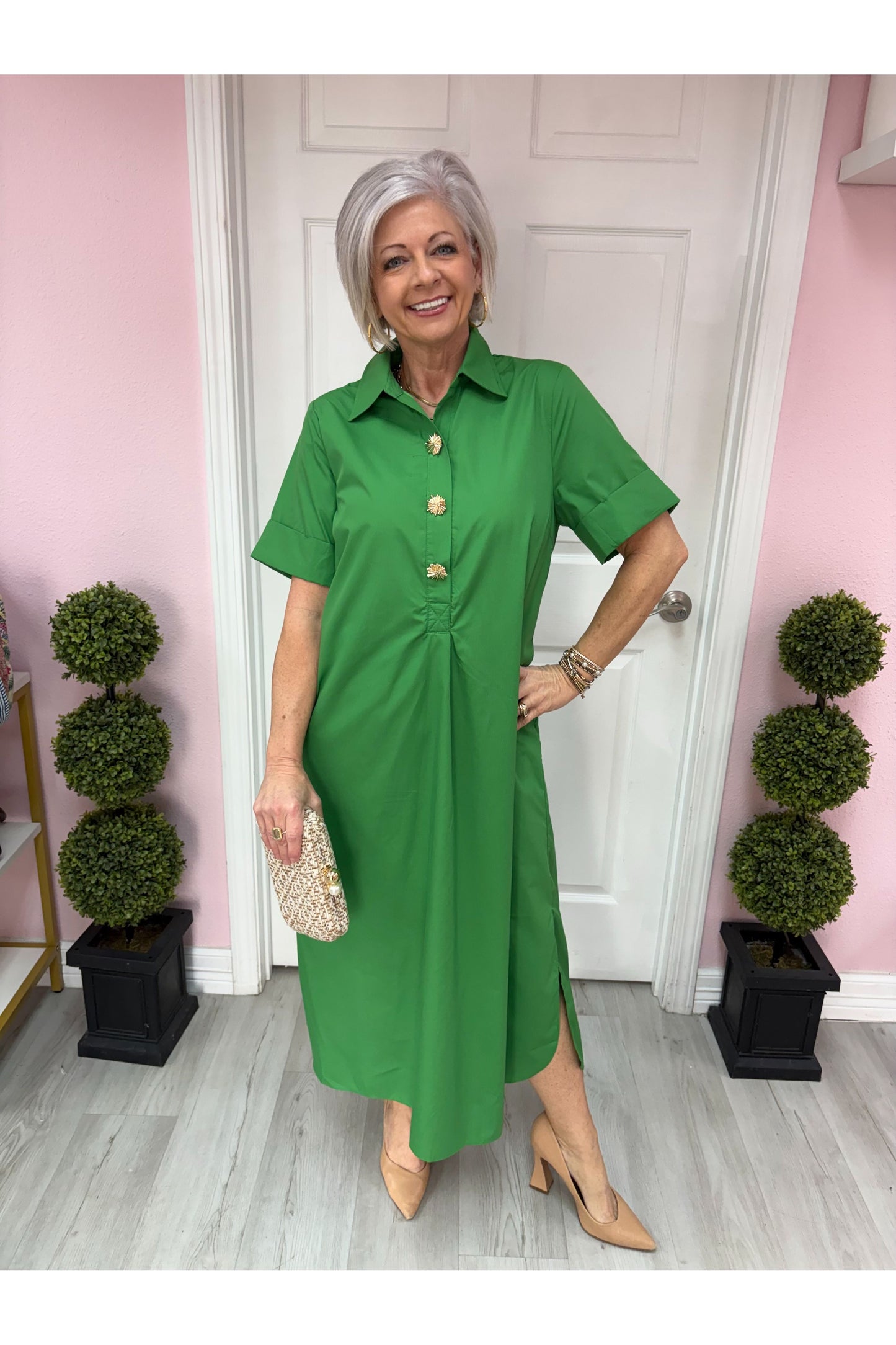 Corinne Solid Midi Dress