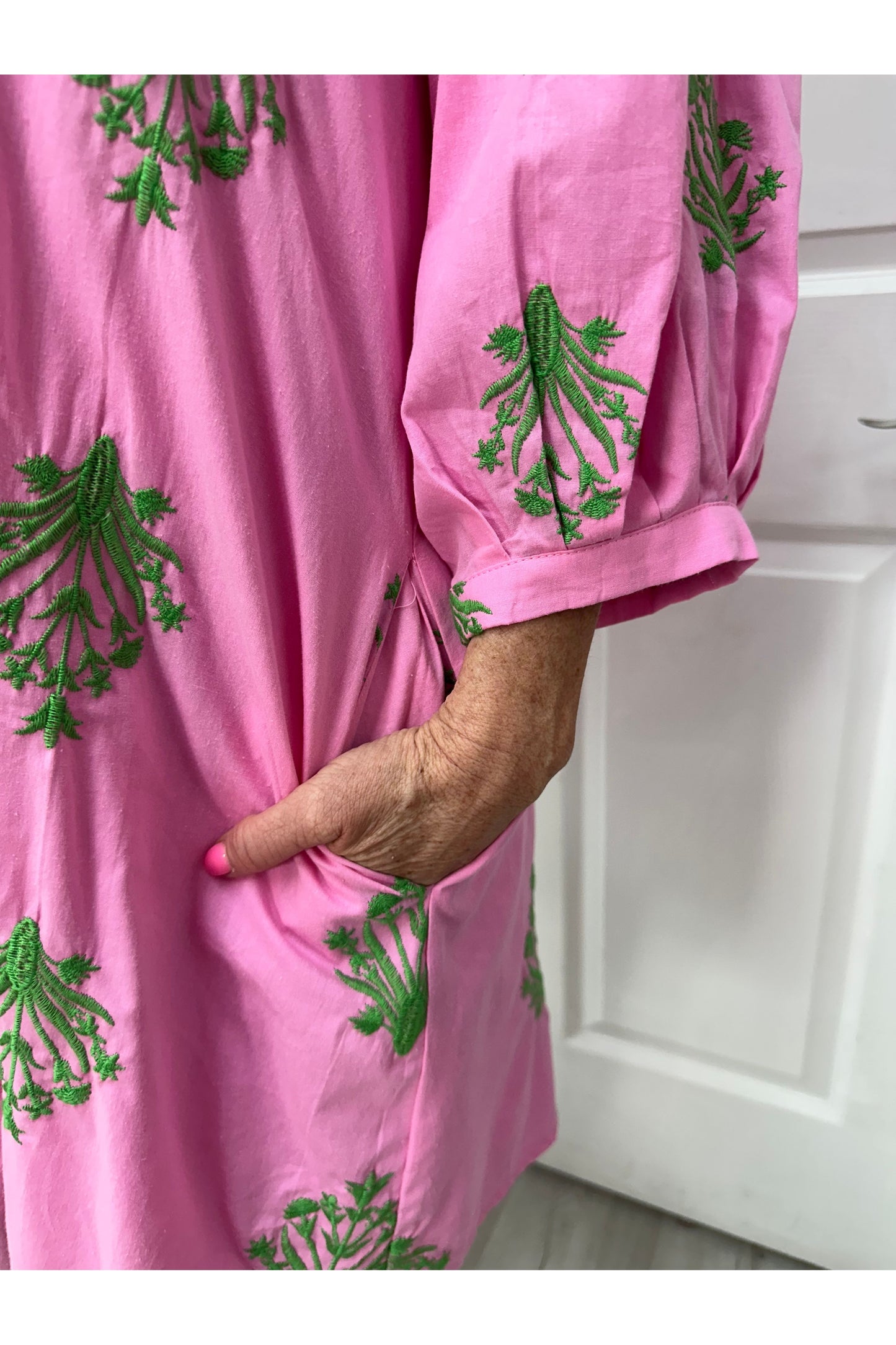 Clara Pink Embroidered Mini Dress