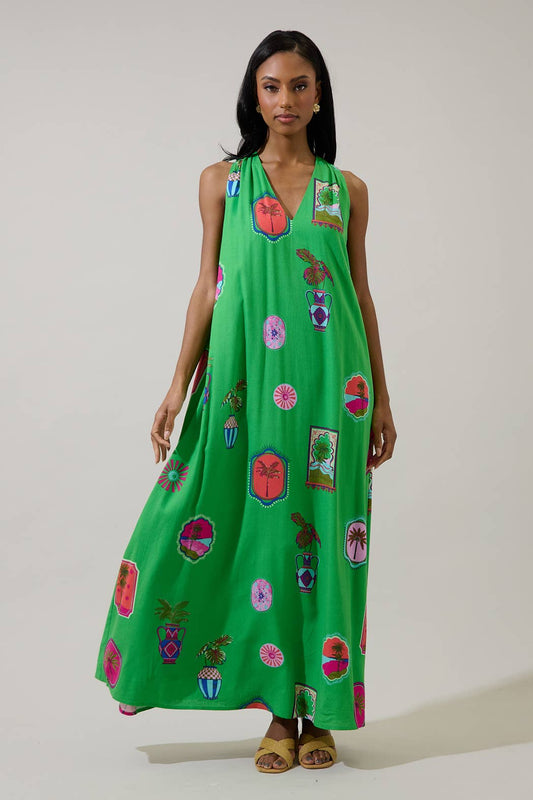 Trinie Postcard Rubi Halter Neck Maxi Dress