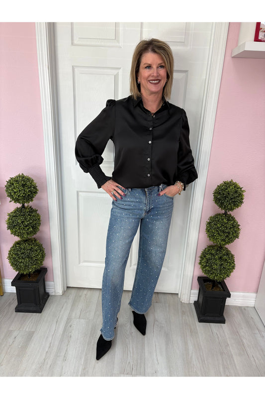 Black Satin Blouse