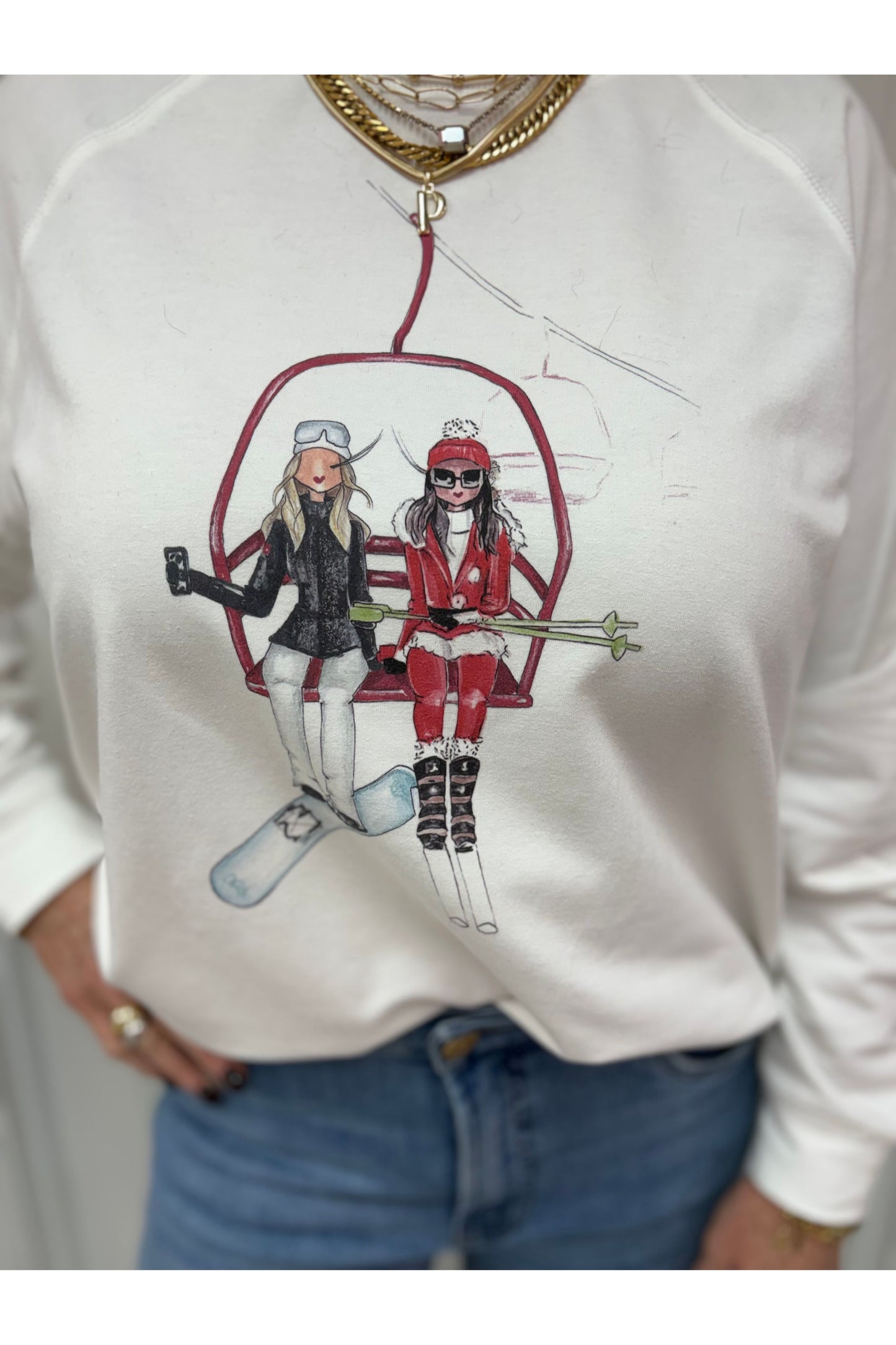 Skiing Girls Lightweight Sweatshirt