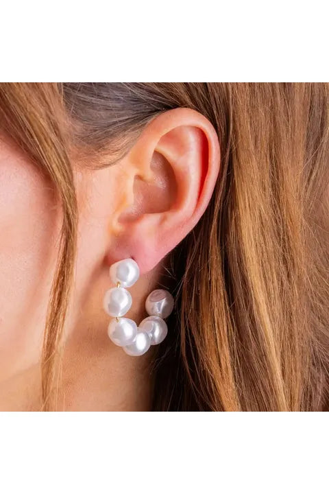 Megan Medium Pearl Hoops