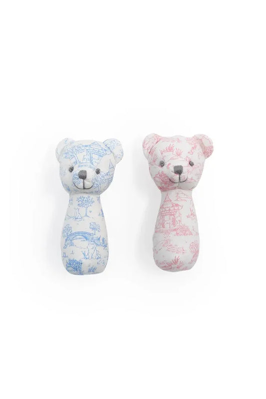 Toile Pattern Teddy Bear Rattle