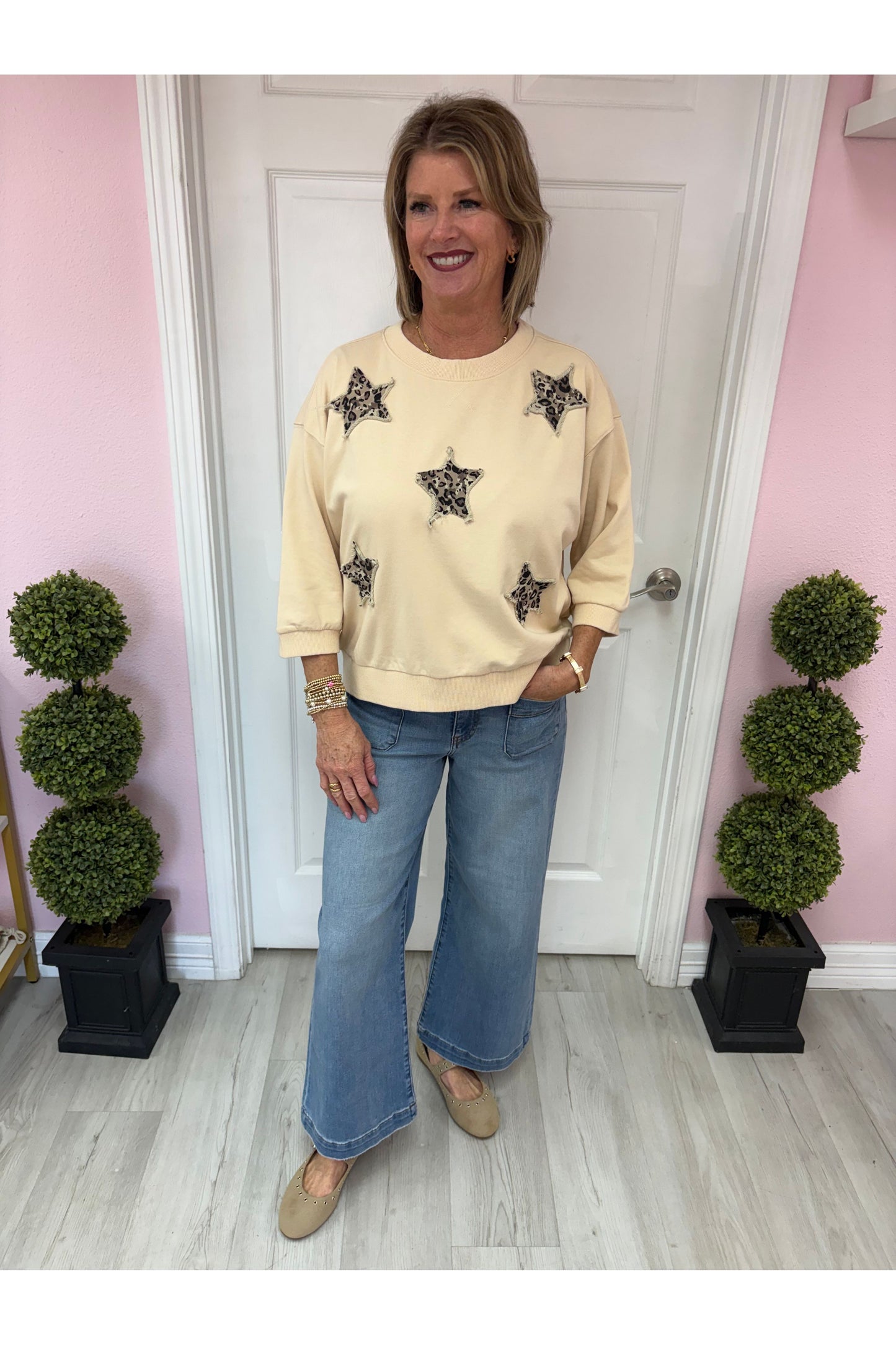 Leopard Star Patch Top