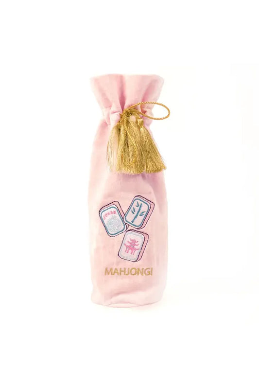 Pink Velvet Wine Bag- Mahjong