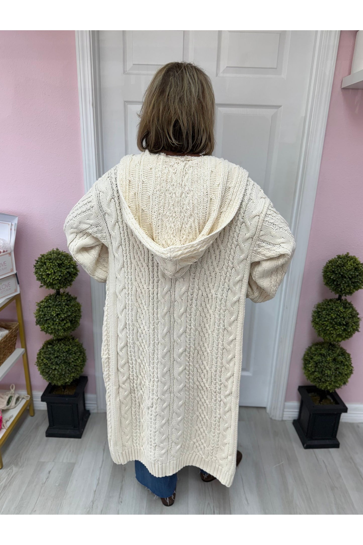 Sweater Open Long Hooded Cardigan