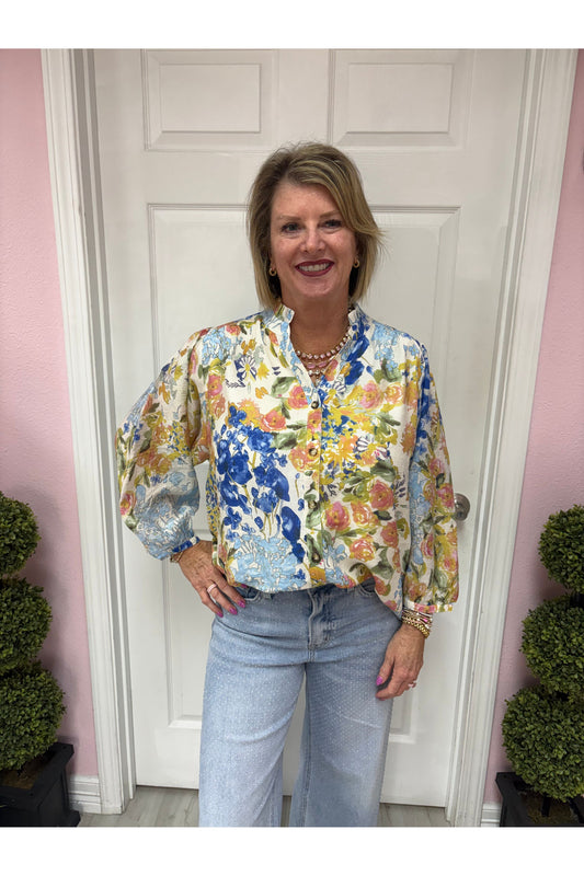 Sloan Floral Print Chiffon Top