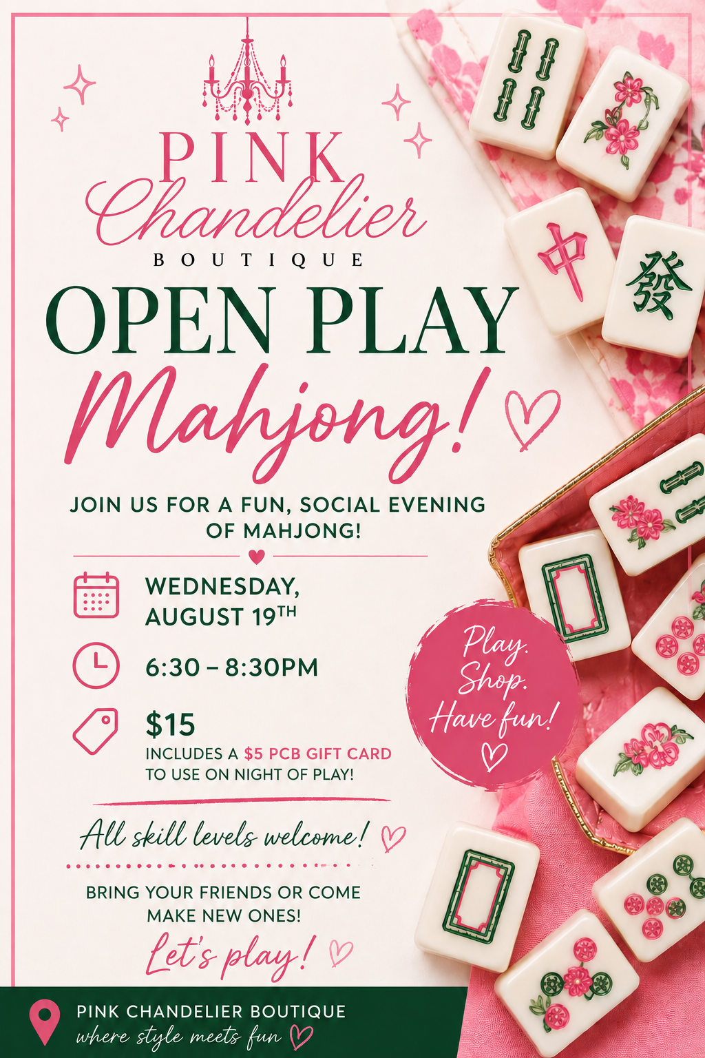 Open Play Mahjong - August