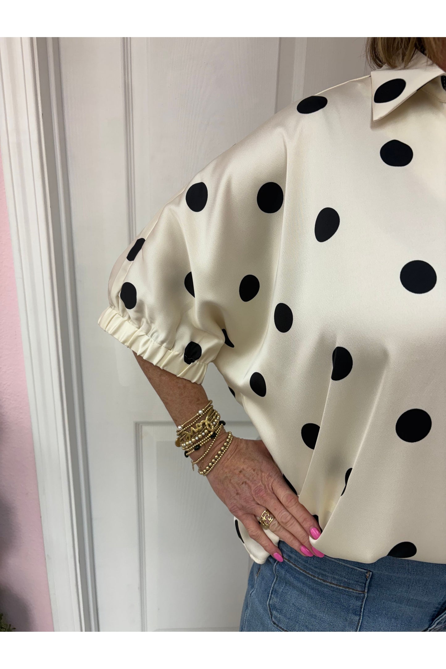 Claire Satin Polka Dot Blouse