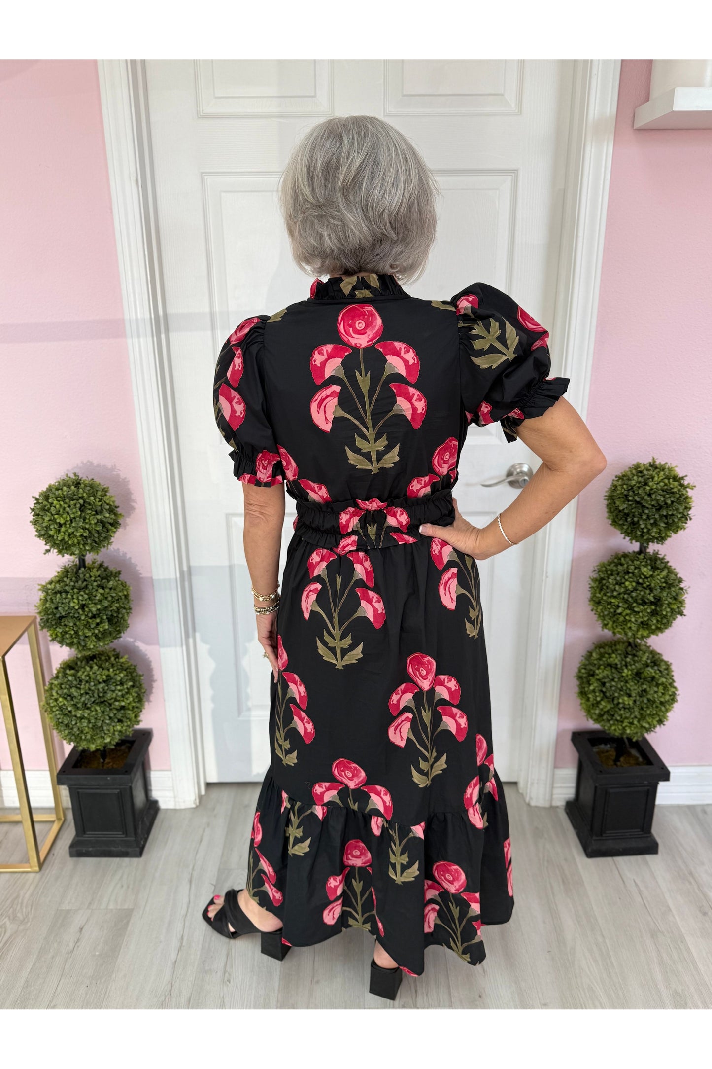 Floral Elastic Waist Dress