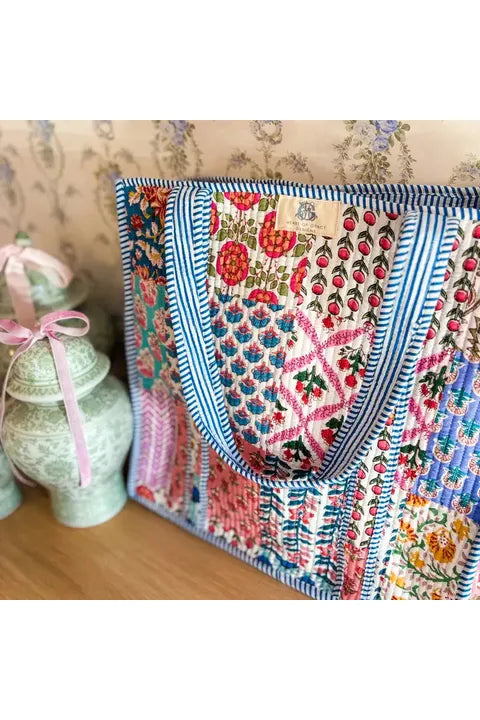 Patterned Quilted Tote Bag
