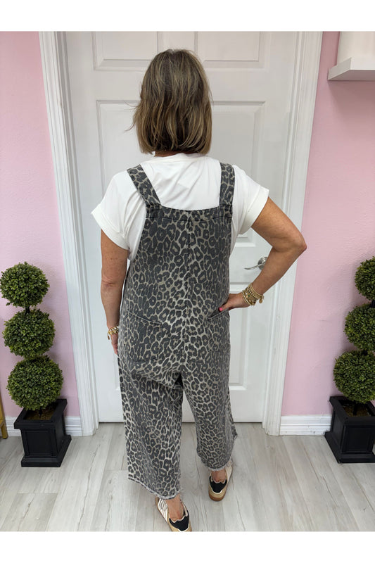 Animal Print Oversized Overalls