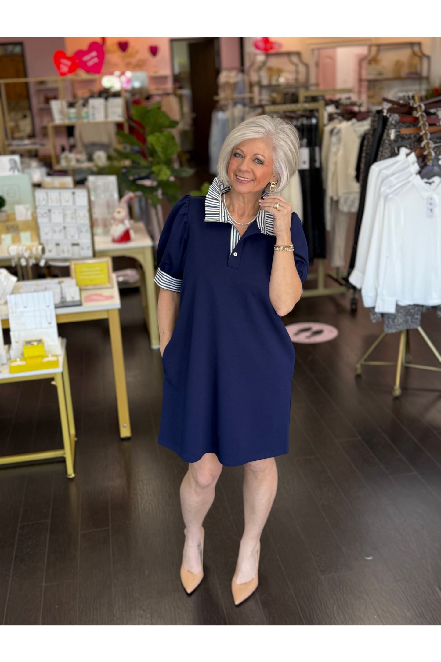 S/S Striped Contrast Dress