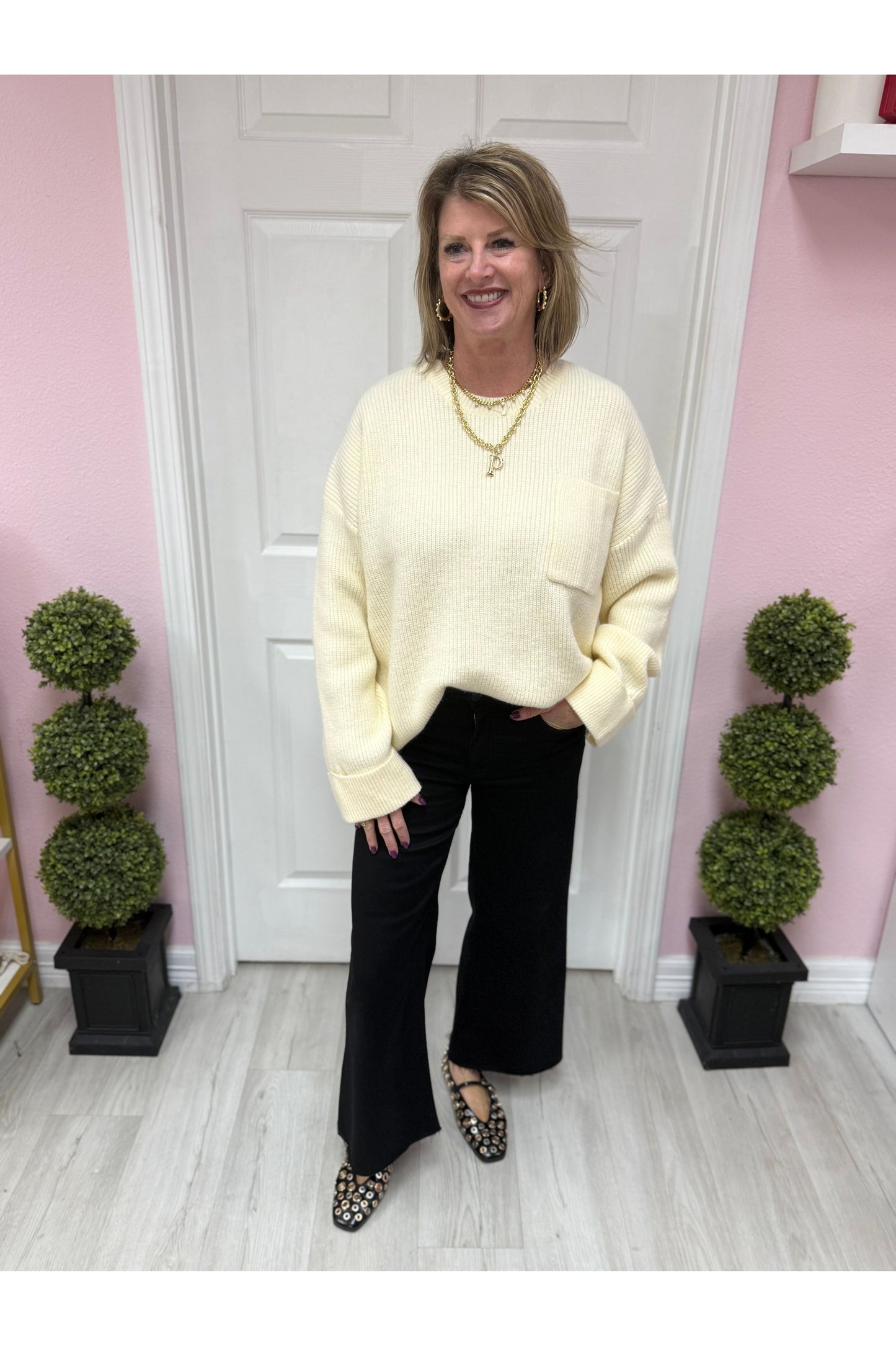 Oversized Drop Shoulder Knit Sweater