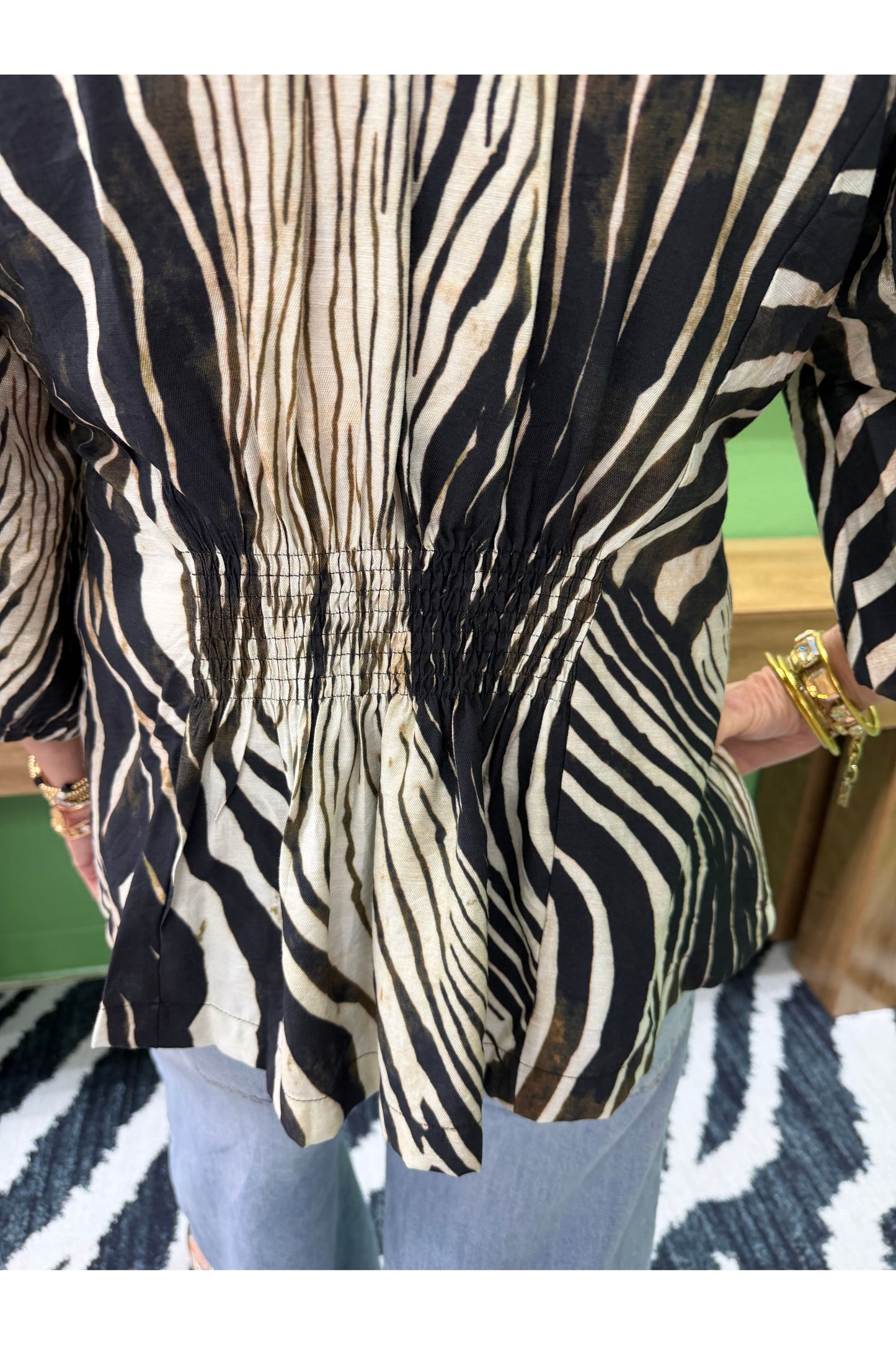 Chloe Zebra Print Balloon Sleeve Top