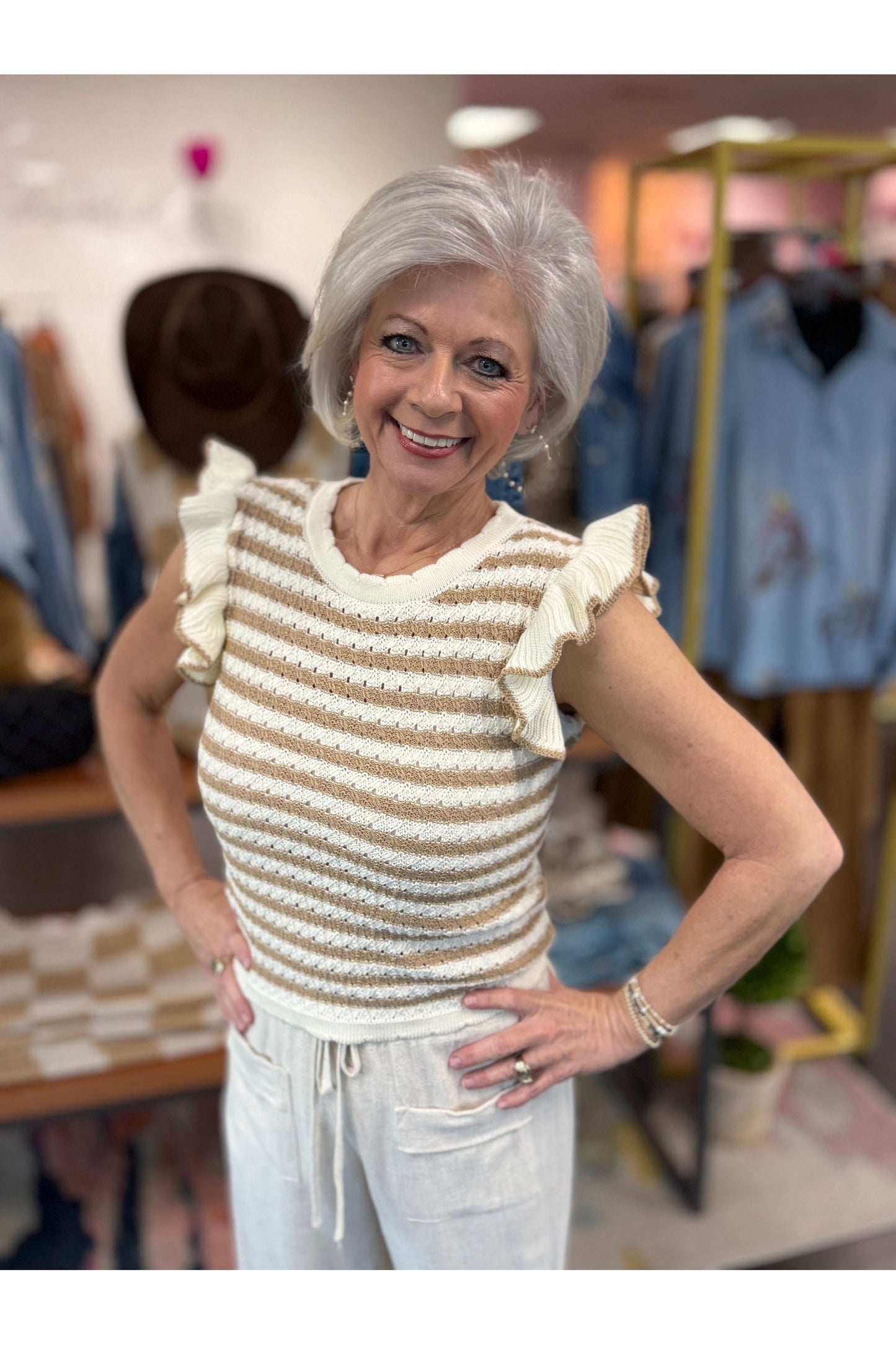 Striped Sleeve Lightweight Sweater