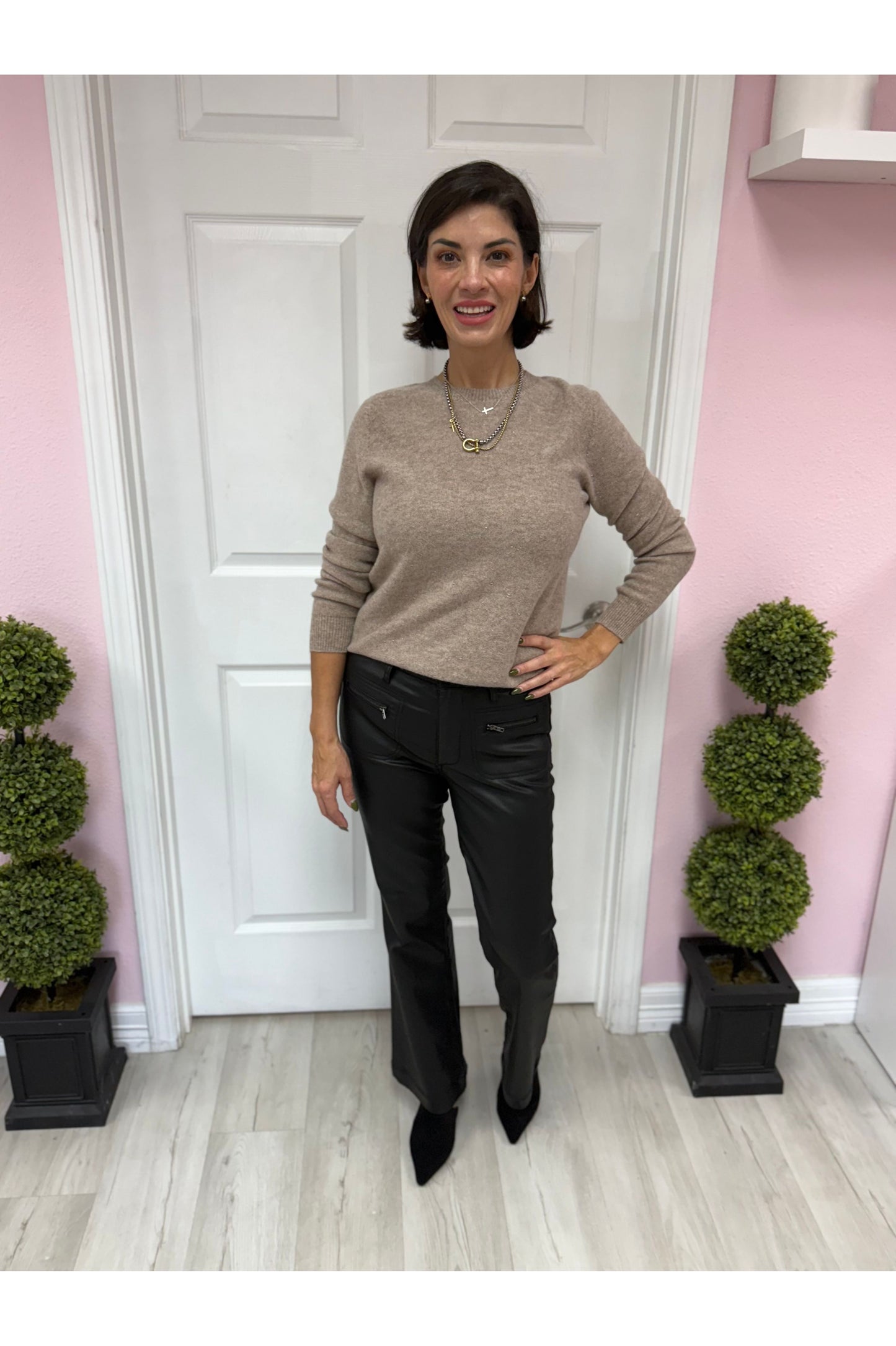 Sparkled Crew Neck Long Sleeve Sweater