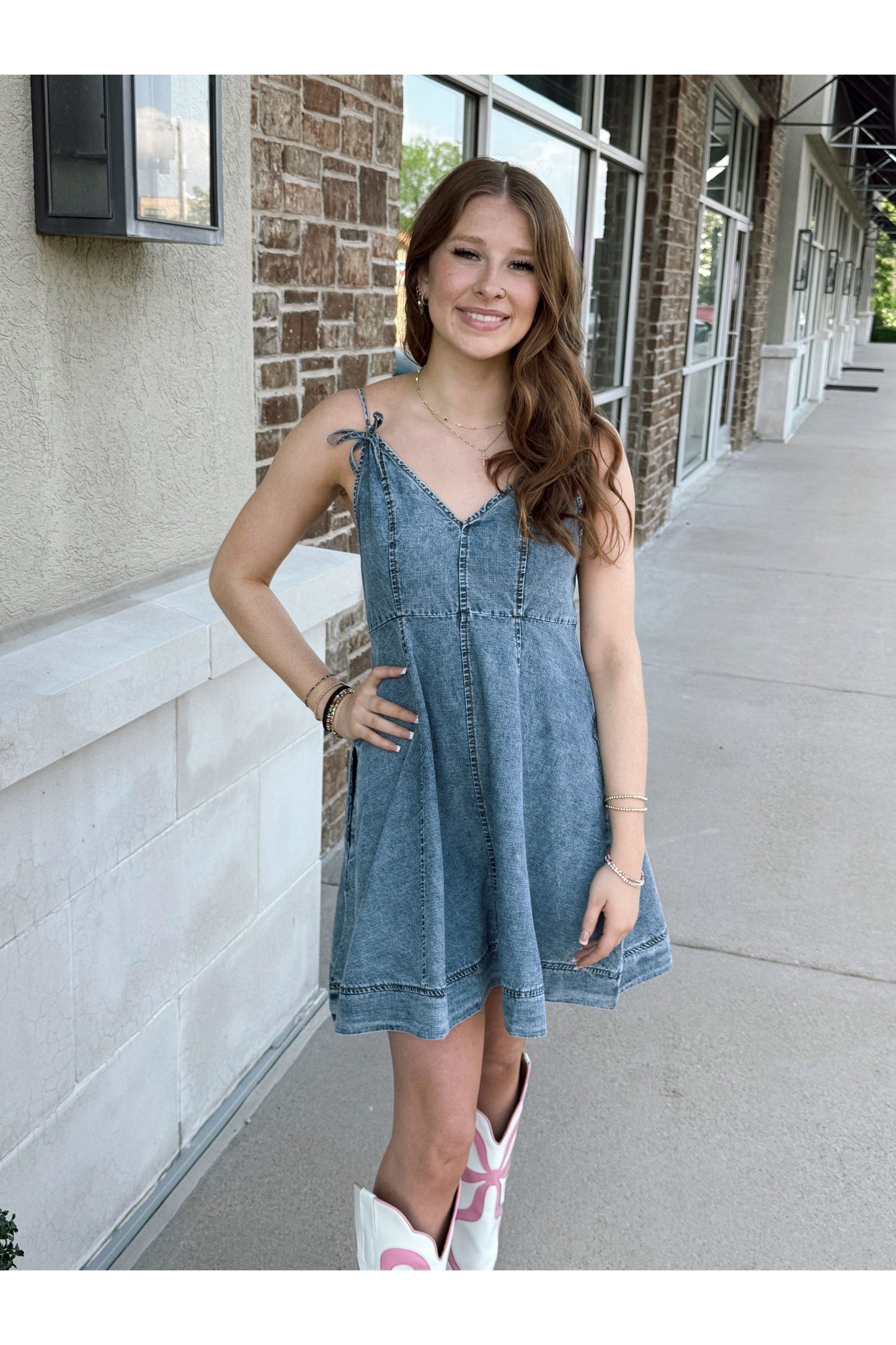 Denim Flare Mini W/Bow Accents