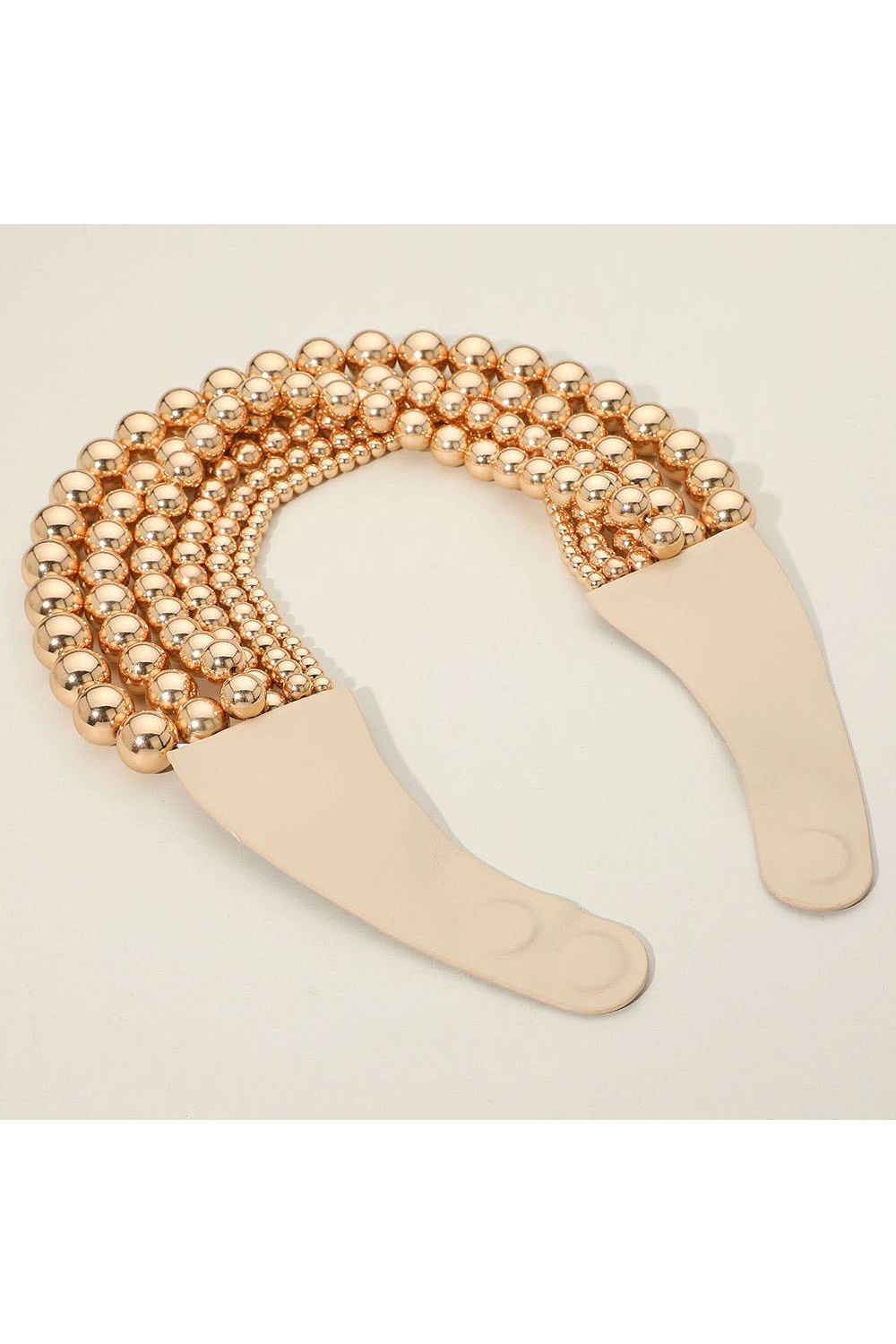 Chunky Metal Ball Beaded Multi Layered Faux Leather Magnetic Necklace