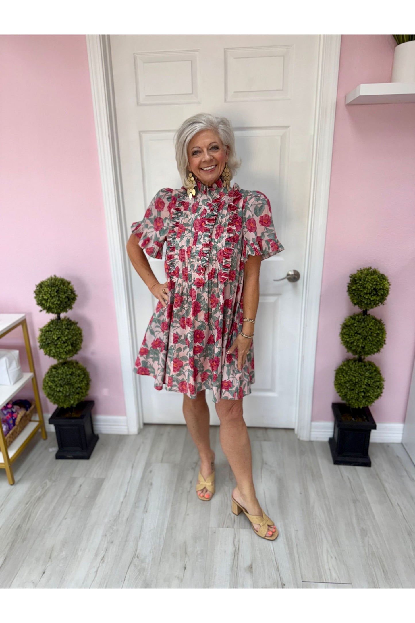 Vintage Rose Pintuck Dress