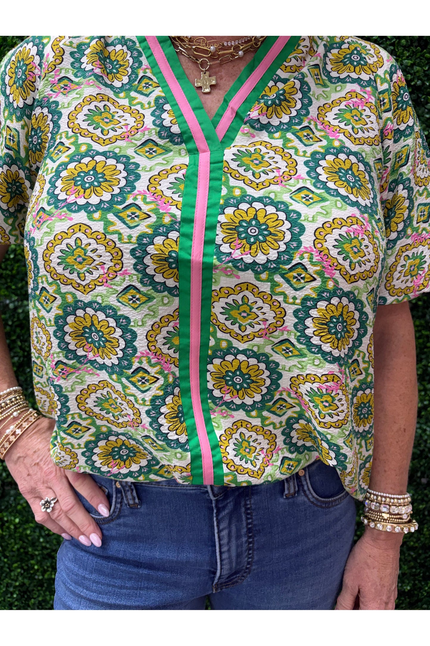 Giselle Green Patterned Blouse