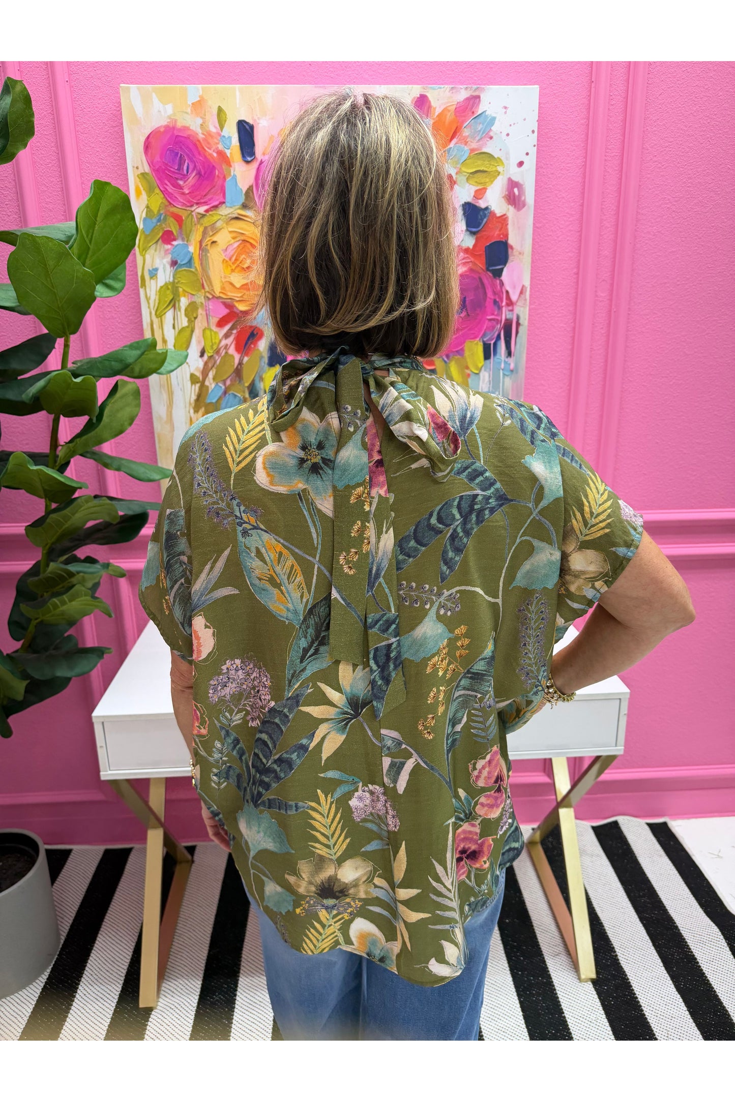 Olive Floral Blouse