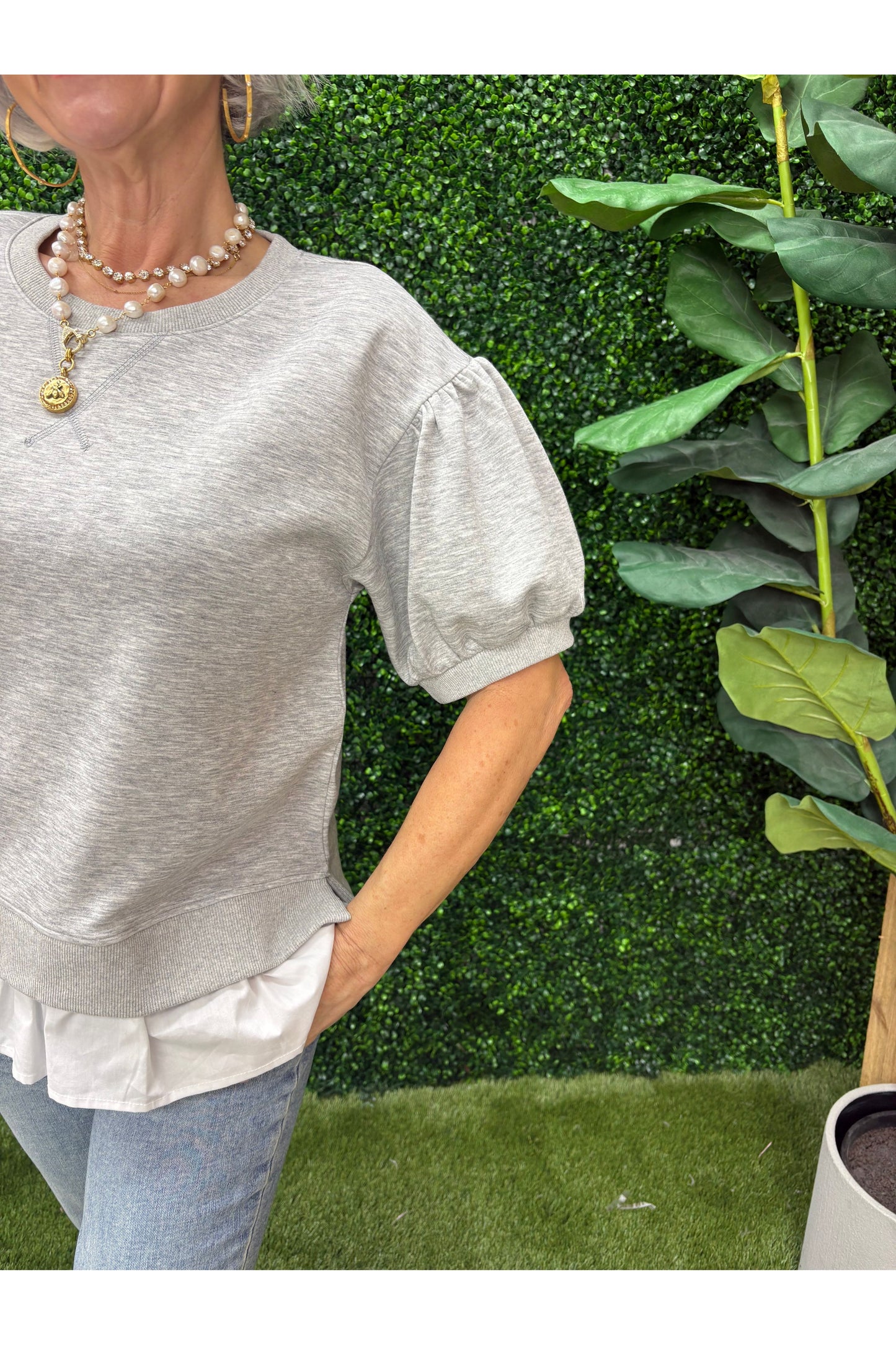 Heather Grey Mock Layered Top