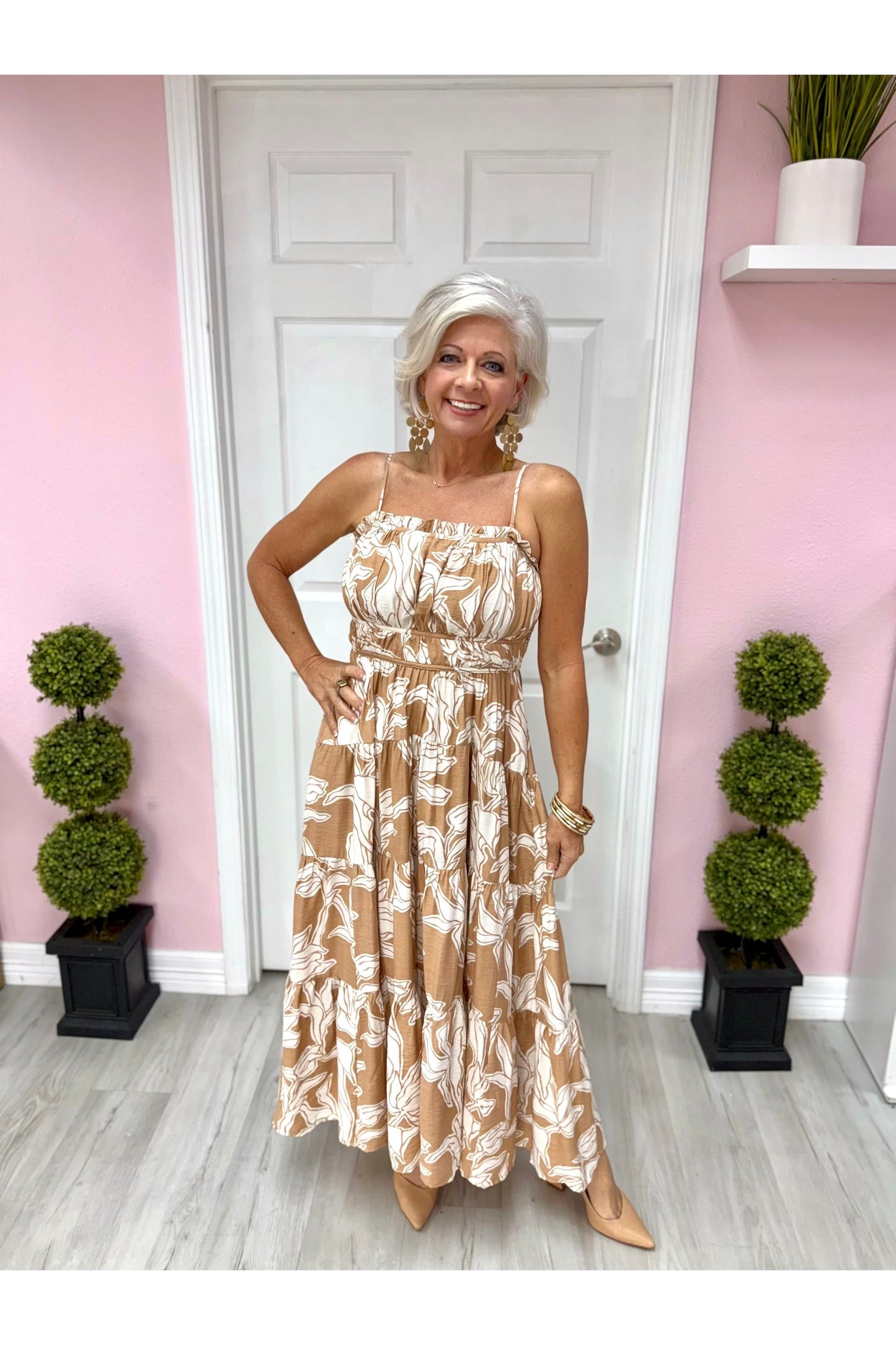 Botanical Print Midi Dress