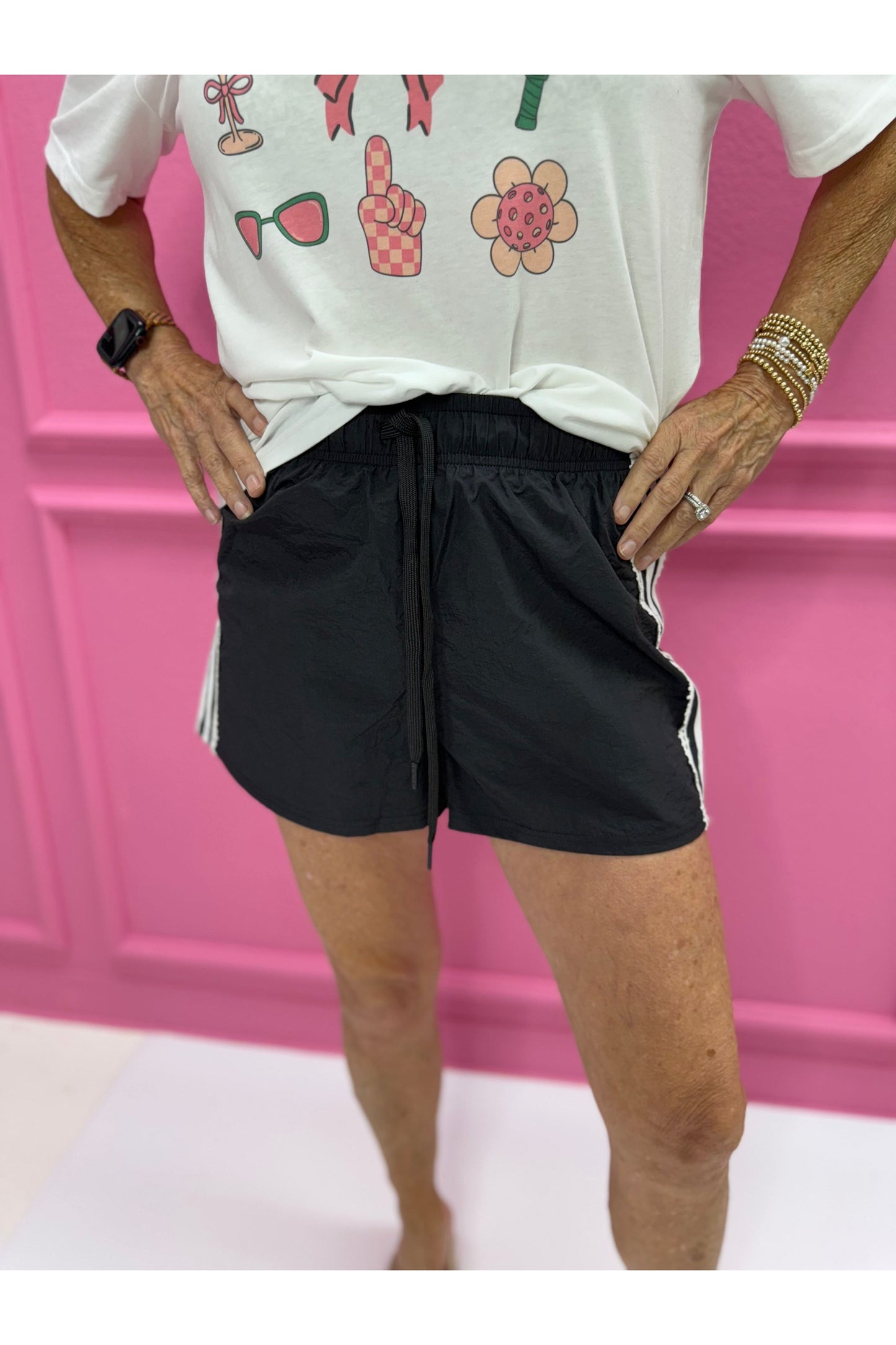 Side Stripe & Lace Trim Detailed Shorts