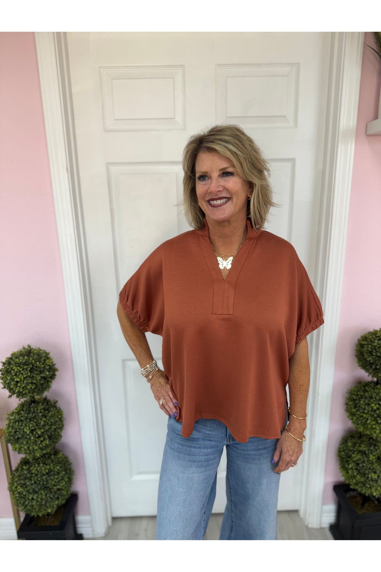 Georgia Vneck Short Sleeve Blouse