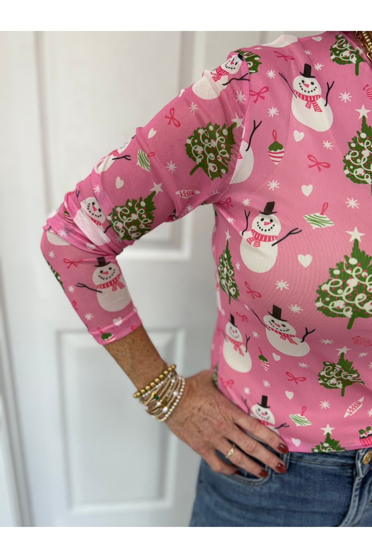 Snowman Mesh Top