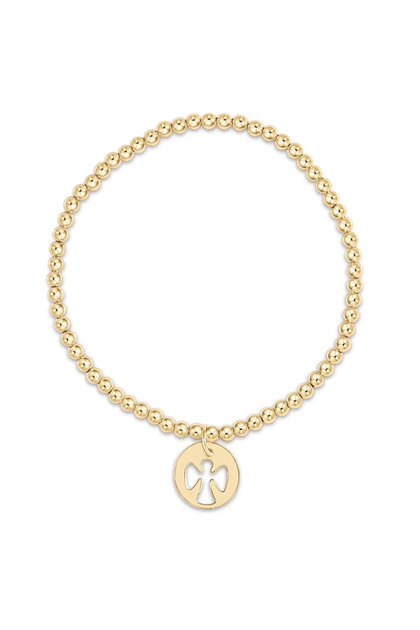Classic Gold 4mm Bead Bracelet with Guardian Angel Gold Disc BCLG3GAGD