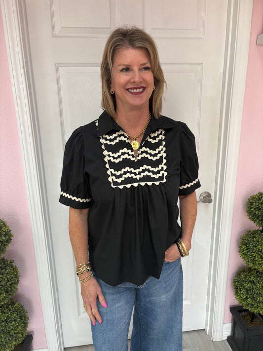 Ric-Rac Accented Blouse