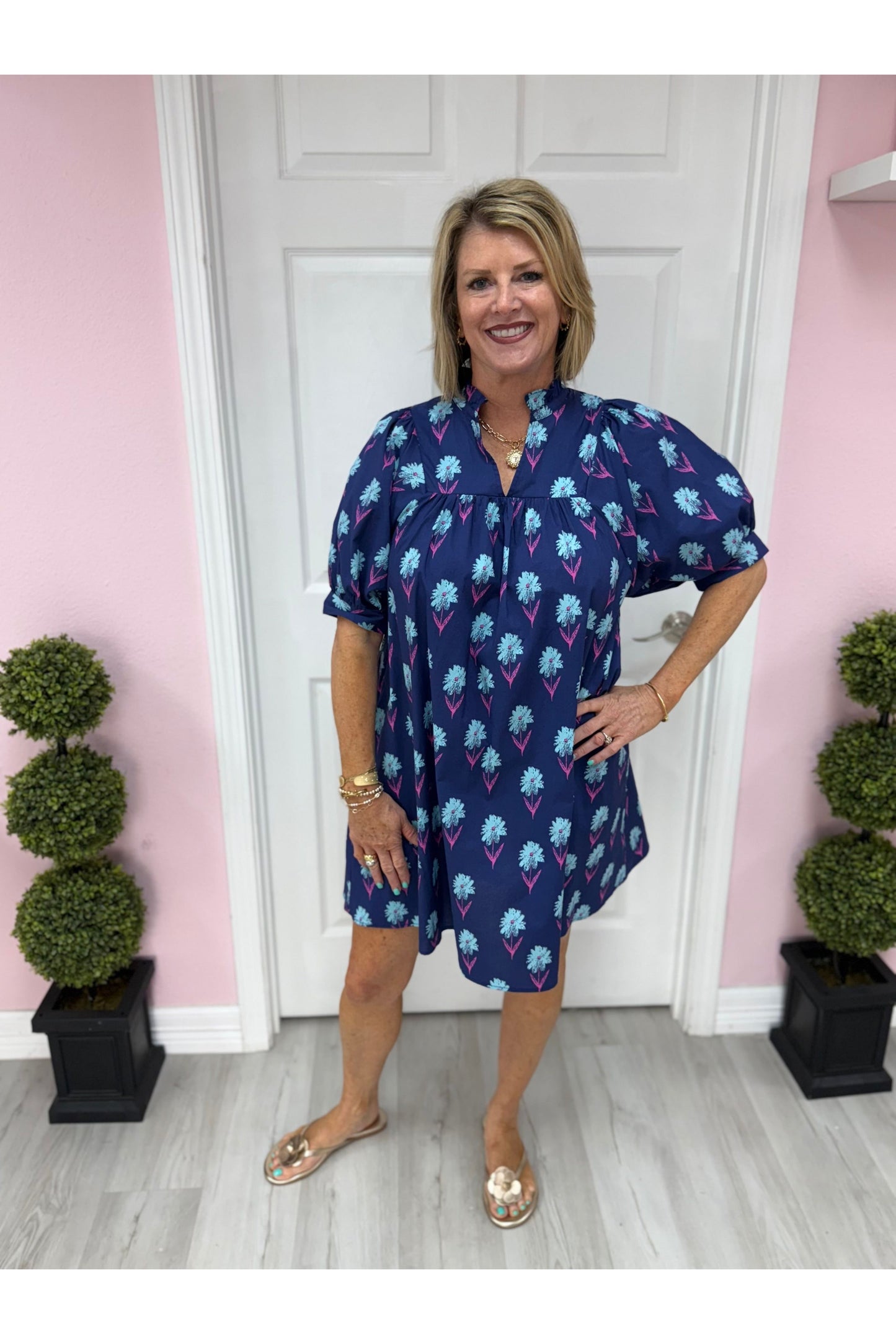 Navy Floral Print Mini