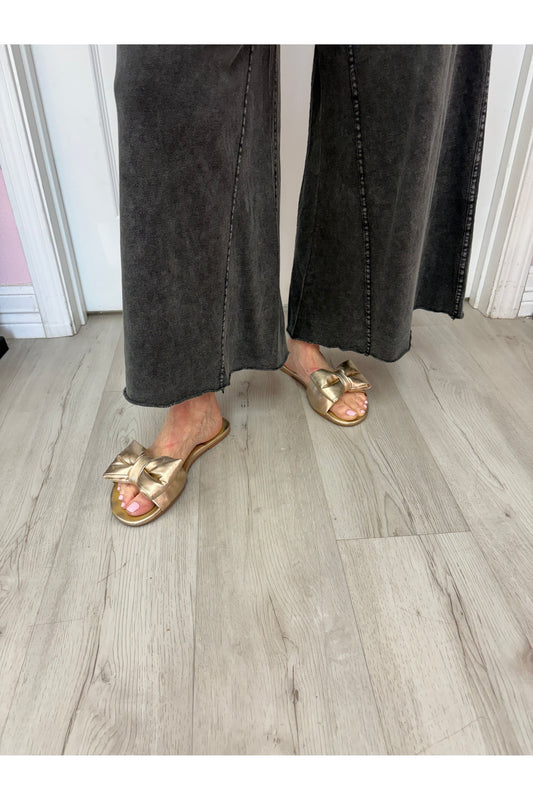 Black Washed Terry Knit Pants