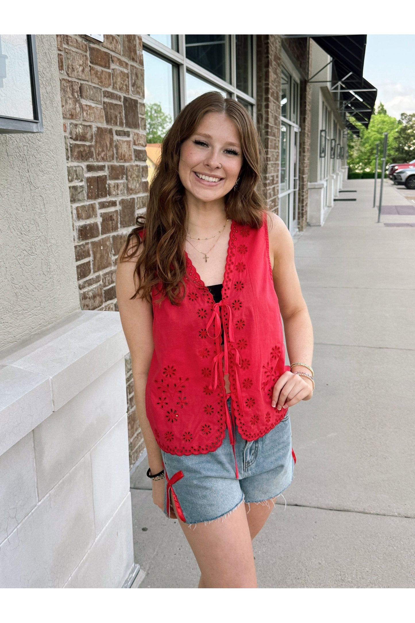 Side Bow Denim Shorts