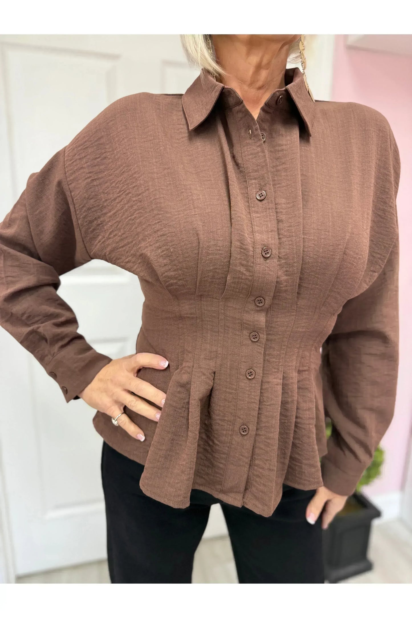 Prissy Peplum Pleated Blouse