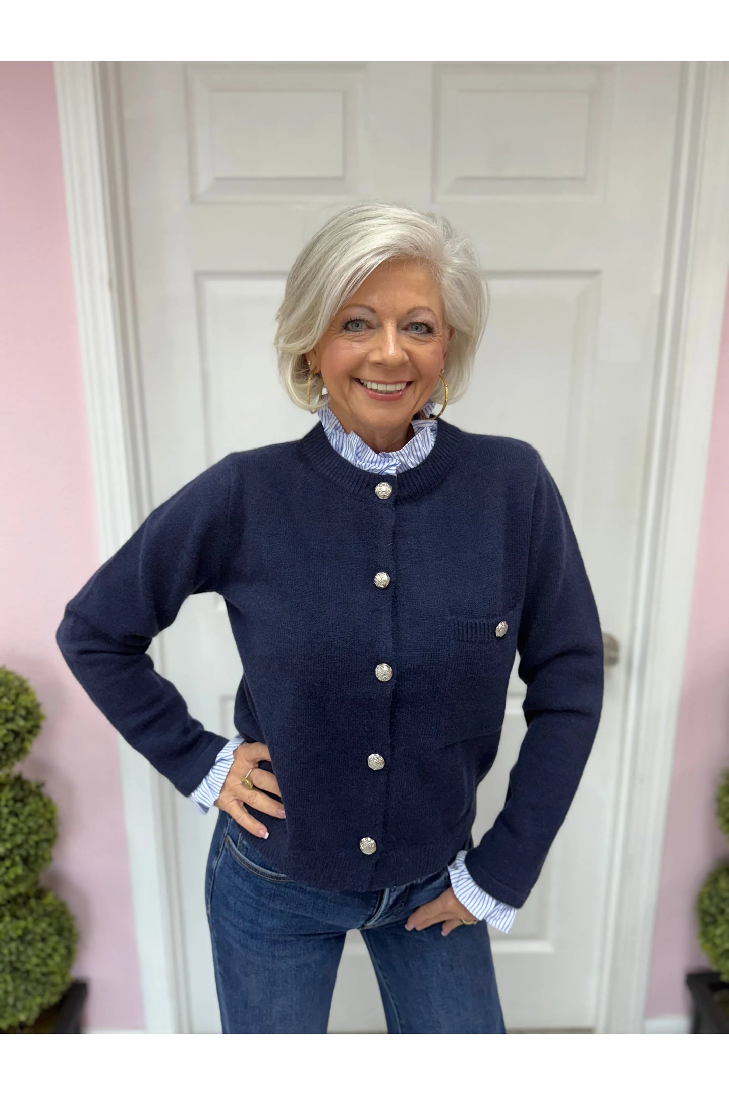 Navy Buttoned Sweater