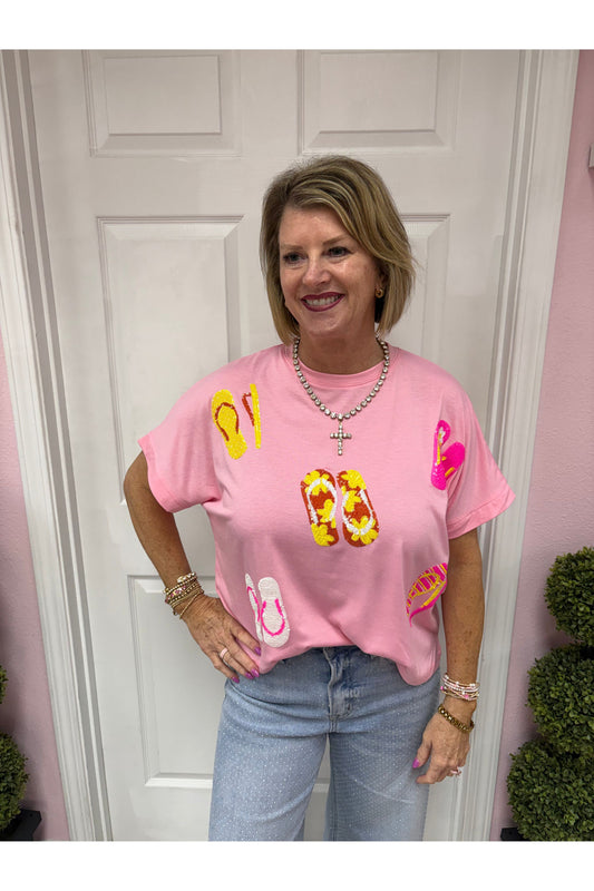 Flip Flop Fun Sequin Top