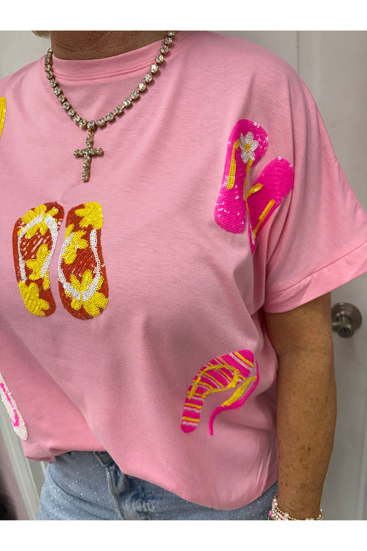 Flip Flop Fun Sequin Top